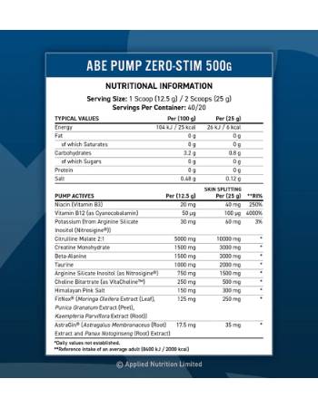 Applied Nutrition Abe Pump Blue Razz G Stim Free