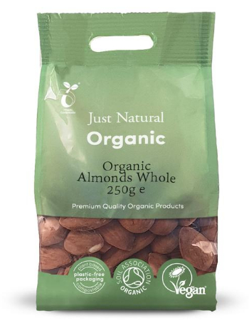 JUST NATURAL ORGANIC WHOLE ALMONDS 250G