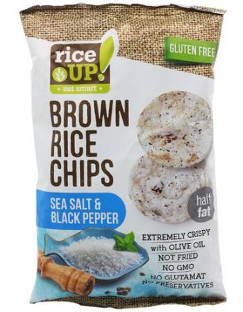 RICE UP BROWN RICE CHIPS SEA SALT AND BLACK PEPPER 60G