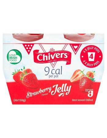 CHIVERS STRAWBERRY JELLY (9 CALORIES) 4 POTS OF 150G