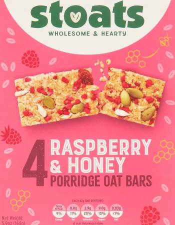 STOATS PORRIDGE OAT BARS 4 X 42G | RASPBERRY & HONEY