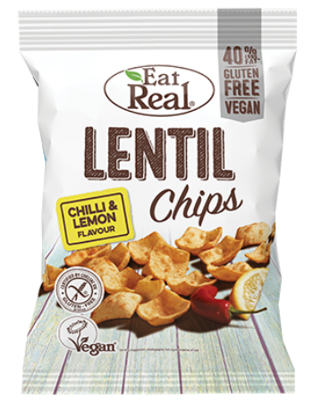 EAT REAL LENTIL CHIPS CHILLI LEMON 40G