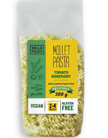 MILL & FOLKS MILLET FUSILLI PASTA WITH TOMATO AND ROSEMARY 200G