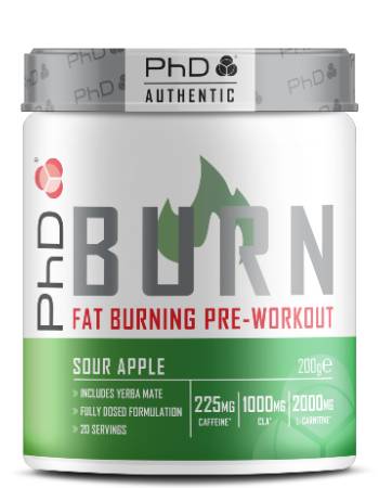 PHD BURN PRE-WORKOUT POWDER - 200G SOUR APPLE