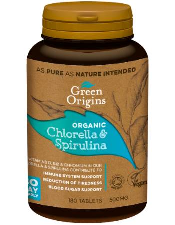 GREEN ORIGINS CHLORELLA SPIRULINA 180 TABLETS