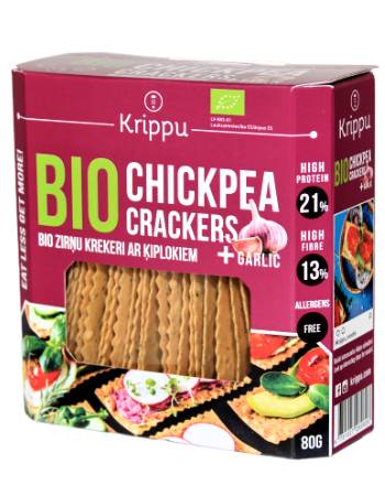 KRIPPU BIO PEA CRACKERS WITH GARLIC 80G