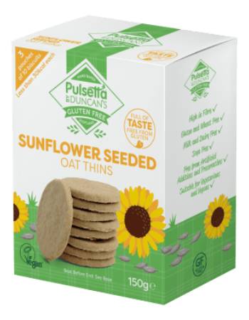 PULSETTA OAT THINS SUNFLOWER SEDDED 150G