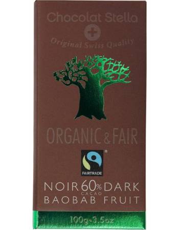 STELLA ORGANIC BAOBAB FRUIT 60% DARK CHOCOLATE 100G