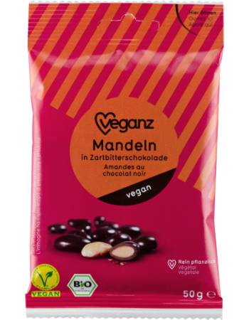 VEGANZ ORGANIC ALMONDS DARK CHOCOLATE 50G