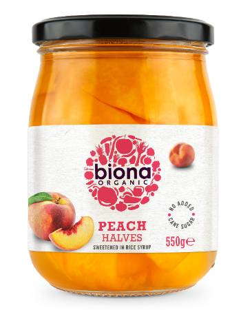 BIONA PEACH HALVES 550G