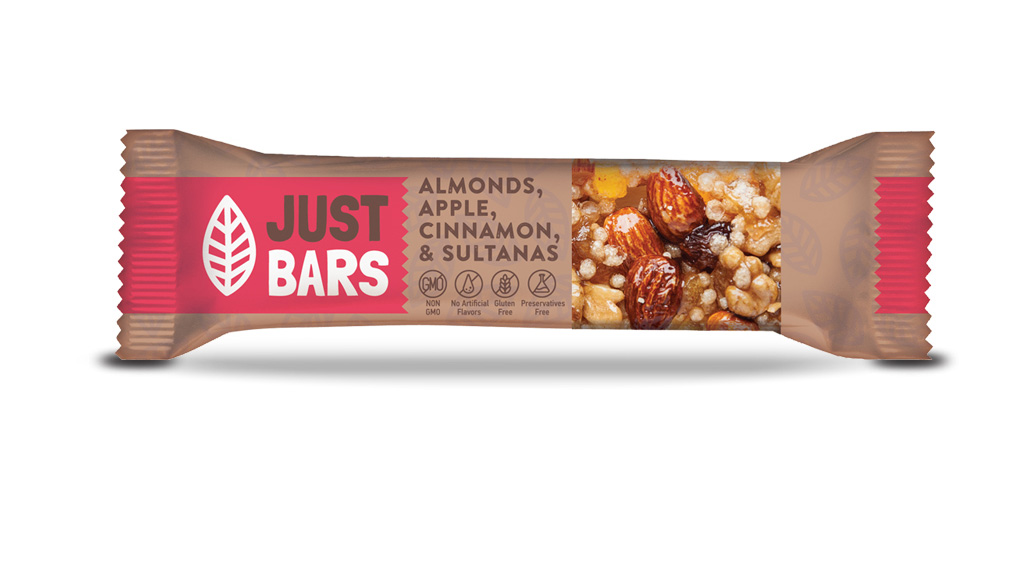 JUST BARS ALMOND APPLE CINNAMON & SULTANA 40G