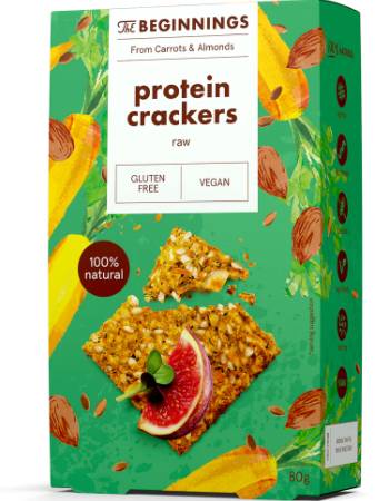 THE BEGINNINGS RAW ORIGINAL PROTEIN CRACKERS 80G