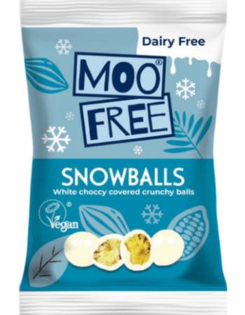 MOO FREE SNOWBALLS 35G | WHITE CHOCCY COVERED CRUNCHY BALLS