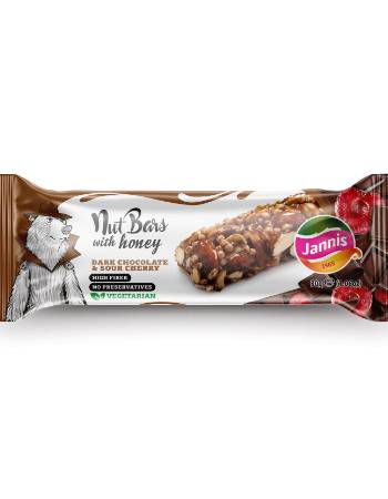 JANNIS NUT BAR DARK CHOCOLATE & SOUR CHERRY 28G