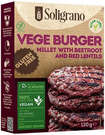 SOLIGRANO VEGE MILLET BURGER WITH BEETROOT & RED LENTILS 120G