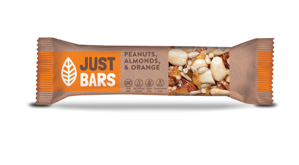 JUST BARS PEANUTS ALMONDS & ORANGE 40G