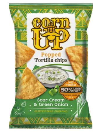 CORN UP TORTILLA 60G | SOUR CREAM & ONION