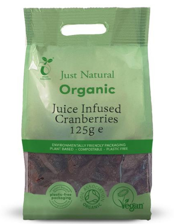 JUST NATURAL CRANBERRIES 125G