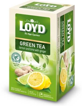 LOYD GREEN TEA LEMON AND LIME WITH GINGER (20 TEA BAGS)