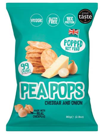 PEA POPS CHEDDAR & ONION CHICKPEA SNACK 80G