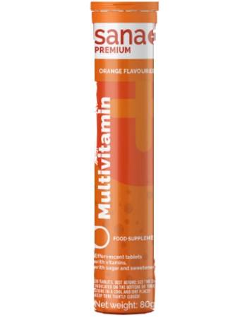 SANA+ PREMIUM MULTIVITAMIN EFFERVESCENT TABLETS | ORANGE FLAVOUR