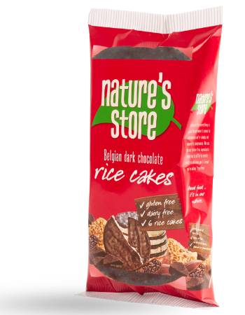 NATURES STORE DARK CHOCOLATE RICE CAKES 100G