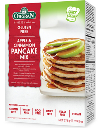 ORGRAN APPLE & CINNAMON PANCAKE MIX 375G