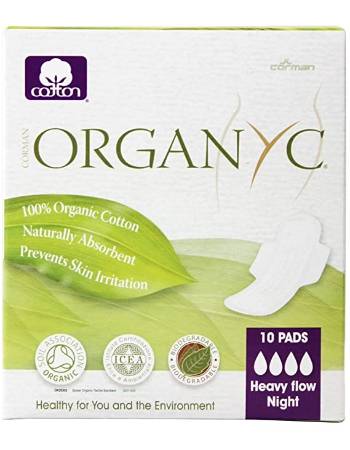 ORGANYC SANITRY PADS EXTRA - HEAVY FLOW NIGHT X 10