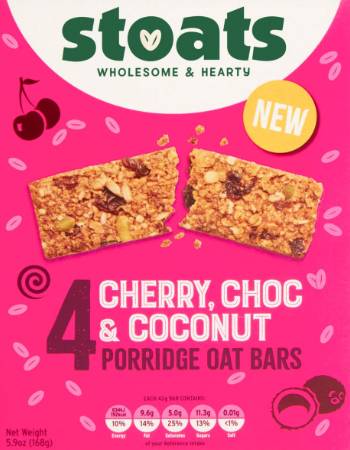 STOATS PORRIDGE OAT BARS 4 X 42G | CHERRY CHOCOLATE COCONUT