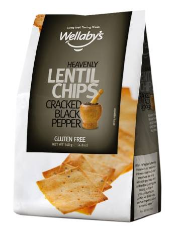 WELLABY'S LENTIL CHIPS WITH BLACK PEPPER 140G
