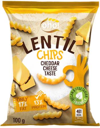 OHO RED LENTIL CHEDDAR CHIPS 100G