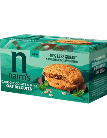 NAIRNS DARK CHOCOLATE & MINT OAT BISCUITS 160G