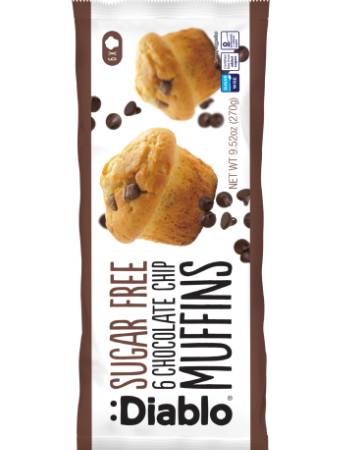 DIABLO SUGAR FREE 6 CHOCOLATE CHIP MUFFINS 270G