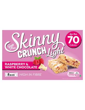 SKINNY CRUNCH LIGHT RASPBERRY & WHITE CHOCOLATE BARS (5 X 19G)