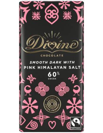 DIVINE CHOCOLATE 60% DARK WITH PINK SALT 90G