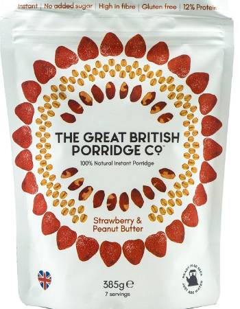 THE GREAT BRITISH PORRIDGE CO STRAWBERRY AND PEANUT BUTTER 385G