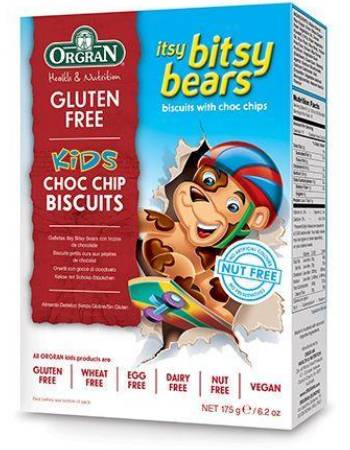 ORGRAN ITSY BITSY BEARS CHOCOLATE CHIP BISCUITS 175G
