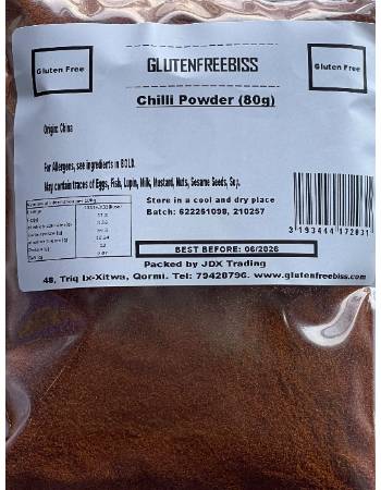 GLUTENFREEBISS CHILLI POWDER 80G