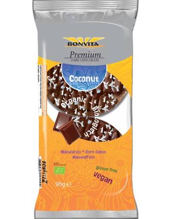 BONVITA CORN CAKES COCONUT DARK CHOCOLATE 100G