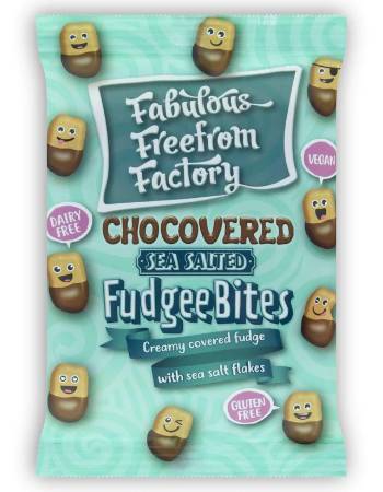 FABULOUS FREE FROM FACTORY CHOCOVERED SEA SALT FUDGEE BITES 65G