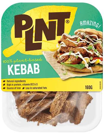 PLNT 100% PLANT BASED KEBAB STRIPS 160G