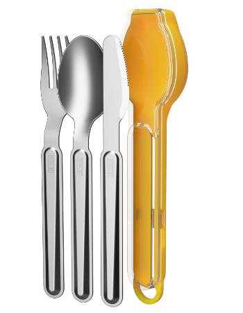 IDRINK UTENSIL CASE WITH CUTLERY SET ON THE GO - YELLOW