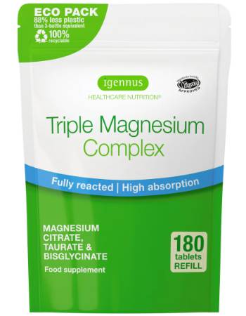 IGENNUS TRIPLE MAGNESIUM COMPLEX 180 TABLETS | MAGNESIUM CITRATE, TAURATE & BISGLYCINATE