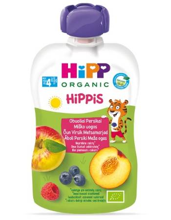 HIPP ORGANIC HIPPIES WILD BERRIES IN APPLE  PEACH 100G