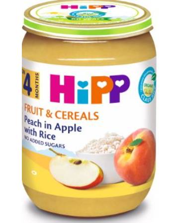 HIPP PEACH IN APPLE WITH RICE 190G