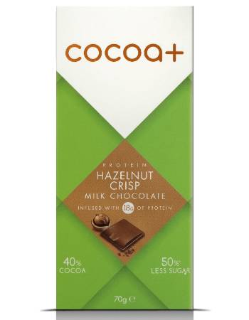 COCOA+ HAZEL CRISP MILK CHOCOLATE 70G