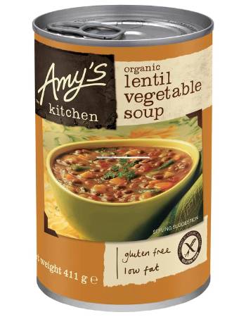 AMY'S ORGANIC LENTIL VEGETABLE SOUP 411G