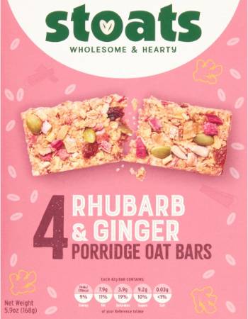 STOATS PORRIDGE OAT BARS 4 X 42G | RHUBART & GINGER