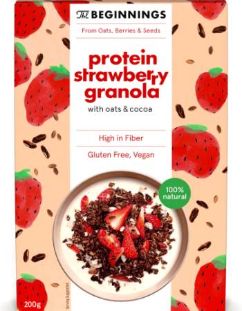 THE BEGINNINGS STRAWBERRY PROTEIN GRANOLA 200G