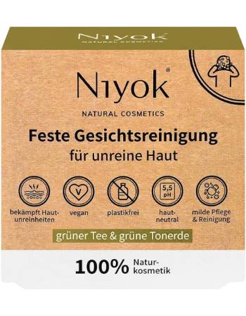 NIYOK SOLID FACE WASH BAR GREEN TEA & GREEN CLAY 80G